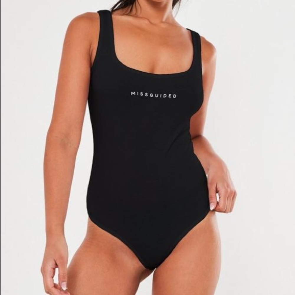 tall black missguided scoop neck bodysuit